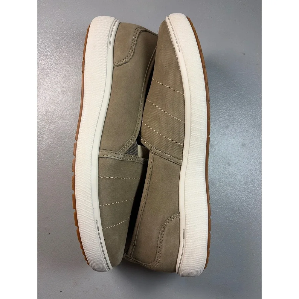 Clarks Nalle Violet Slip On Shoes Womens 11 Olive Nubuck Leather Comfort Sneaker